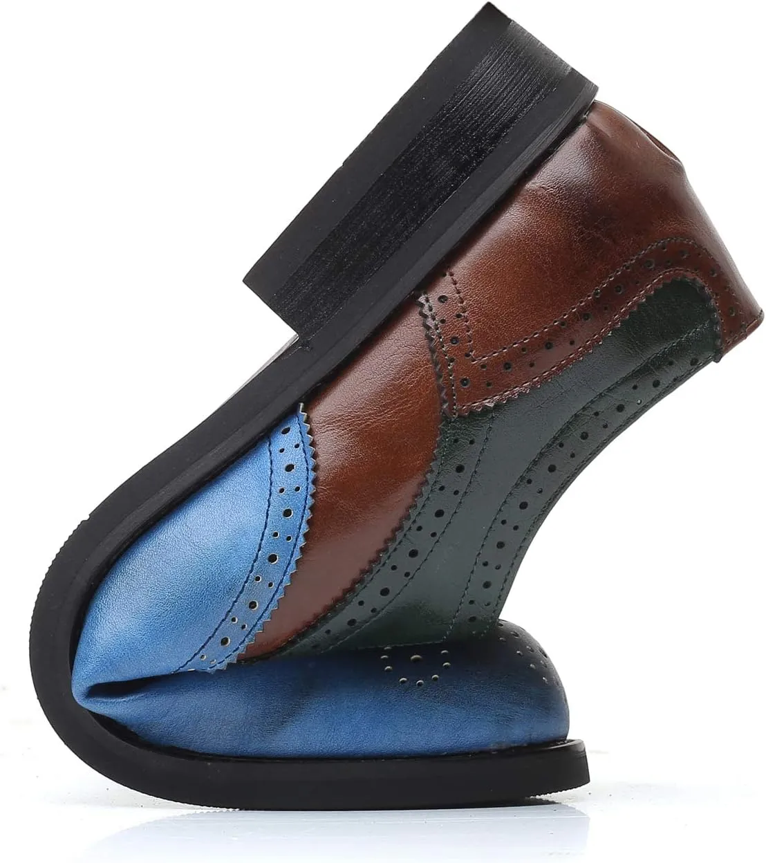 Mens Oxford Stylish Brogue Tricolor Wingtip Formal Lace Up Dress Shoes
