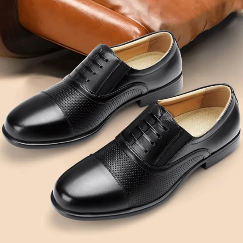 Mens Oxfords Dress Shoes Genunie Leather Modern Brogues Oxford Fashion Business Casual Derby Prom Wedding Suit Shoes for Summer Outdoor Driving & Walking