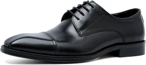 Men's Oxfords Formal Dress Classic Lace-up Cap Toe Derby Genuine Leather Fashion Comfortable Suit Shoes Buinsess Casual Prom Wedding Tuxedo Shoes for Men
