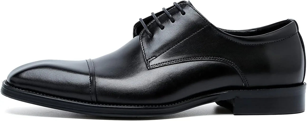 Men's Oxfords Formal Dress Classic Lace-up Cap Toe Derby Genuine Leather Fashion Comfortable Suit Shoes Buinsess Casual Prom Wedding Tuxedo Shoes for Men