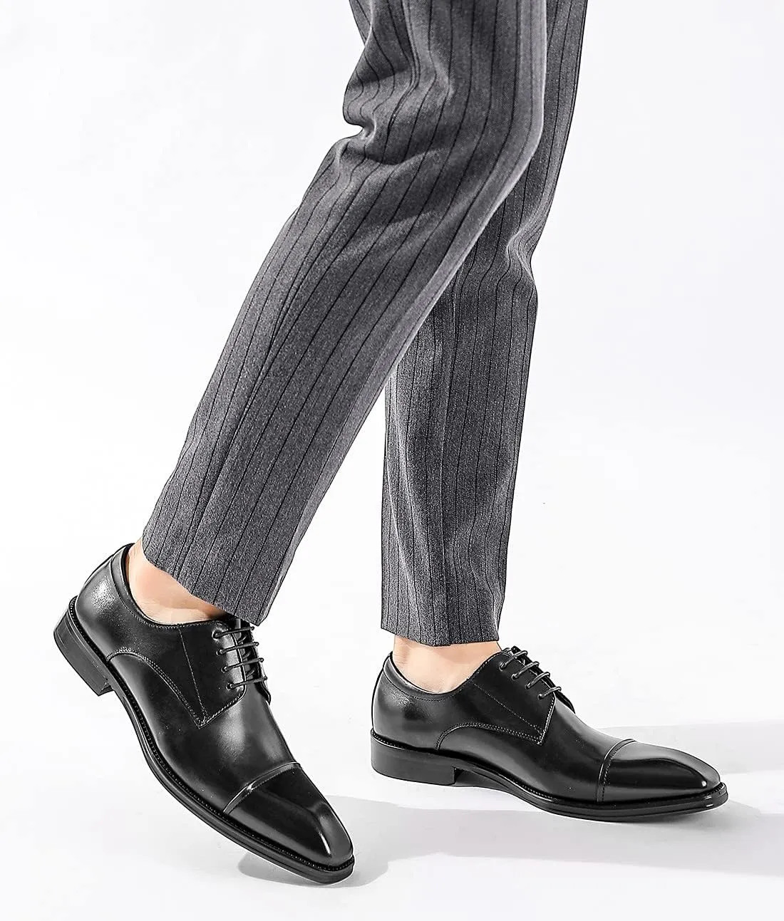 Men's Oxfords Formal Dress Classic Lace-up Cap Toe Derby Genuine Leather Fashion Comfortable Suit Shoes Buinsess Casual Prom Wedding Tuxedo Shoes for Men