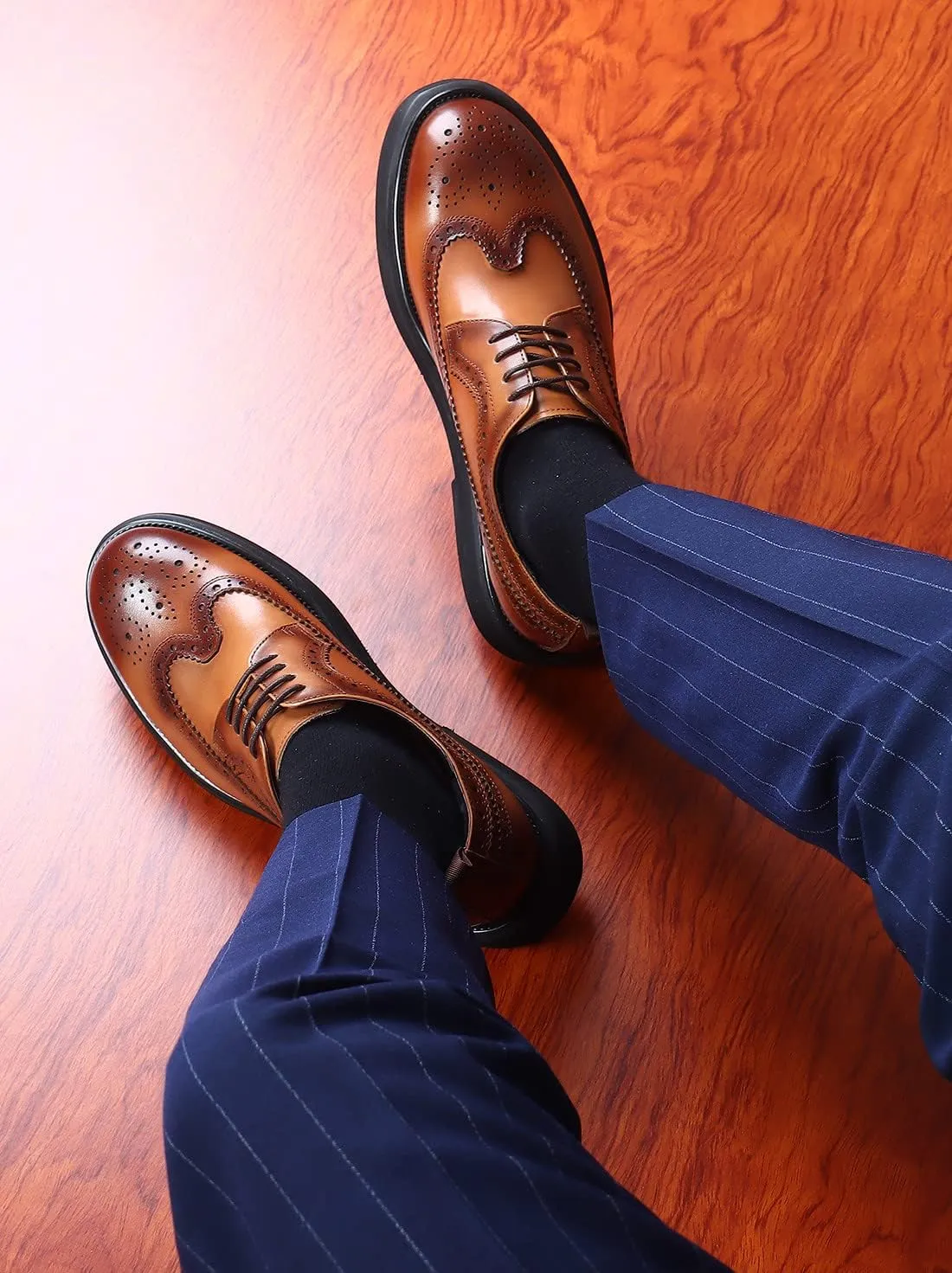 Men's Oxfords Formal Dress Wingtip Brogue Classic Lace-up Derby Genuine Leather Fashion Comfortable Shoes Buinsess Casual Prom Wedding Tuxedo Shoes for Men