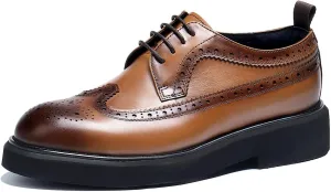 Men's Oxfords Formal Dress Wingtip Brogue Classic Lace-up Derby Genuine Leather Fashion Comfortable Shoes Buinsess Casual Prom Wedding Tuxedo Shoes for Men