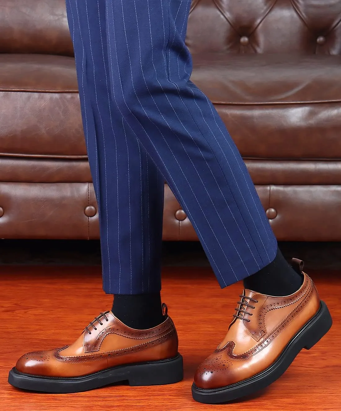 Men's Oxfords Formal Dress Wingtip Brogue Classic Lace-up Derby Genuine Leather Fashion Comfortable Shoes Buinsess Casual Prom Wedding Tuxedo Shoes for Men