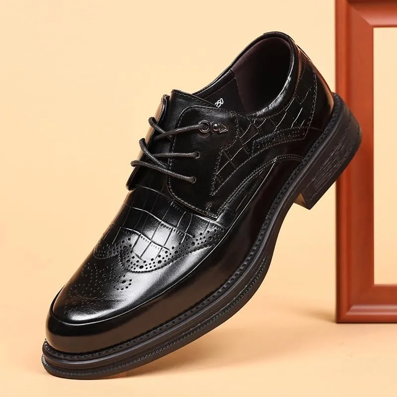 Men's Platform Wingtip Brogue Oxfords PU Fashion Dress Sneakers Business Casual Derby Shoe