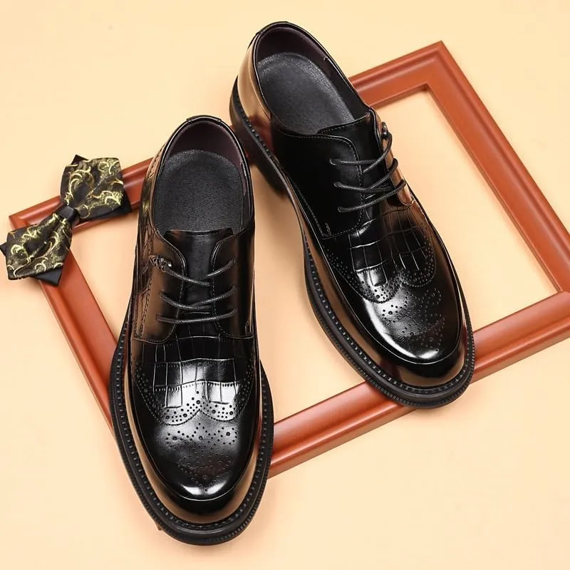 Men's Platform Wingtip Brogue Oxfords PU Fashion Dress Sneakers Business Casual Derby Shoe