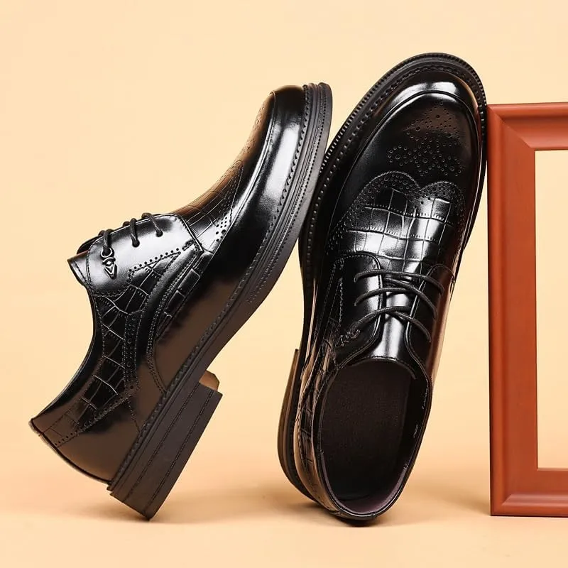 Men's Platform Wingtip Brogue Oxfords PU Fashion Dress Sneakers Business Casual Derby Shoe
