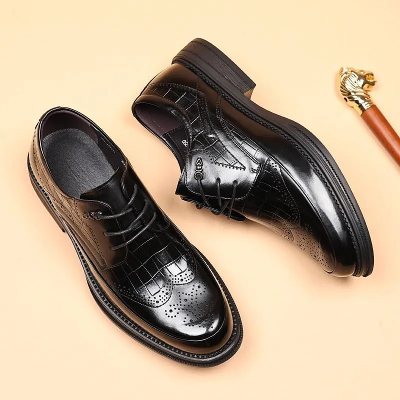 Men's Platform Wingtip Brogue Oxfords PU Fashion Dress Sneakers Business Casual Derby Shoe