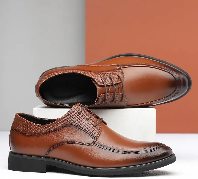 Men's Platform Wingtip Brogue Oxfords Shoes Genuine Leather Lace-Up Men Dress Shoes Comfortable Formal Casual Brogue Shoes
