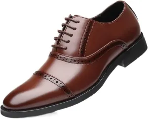 Men's Retro Comfortable Business Oxford Shoes Mens Lace Up Wing Tip Dress Shoe Classic Pointed Toe Dress Loafers Brogue Business Shoes