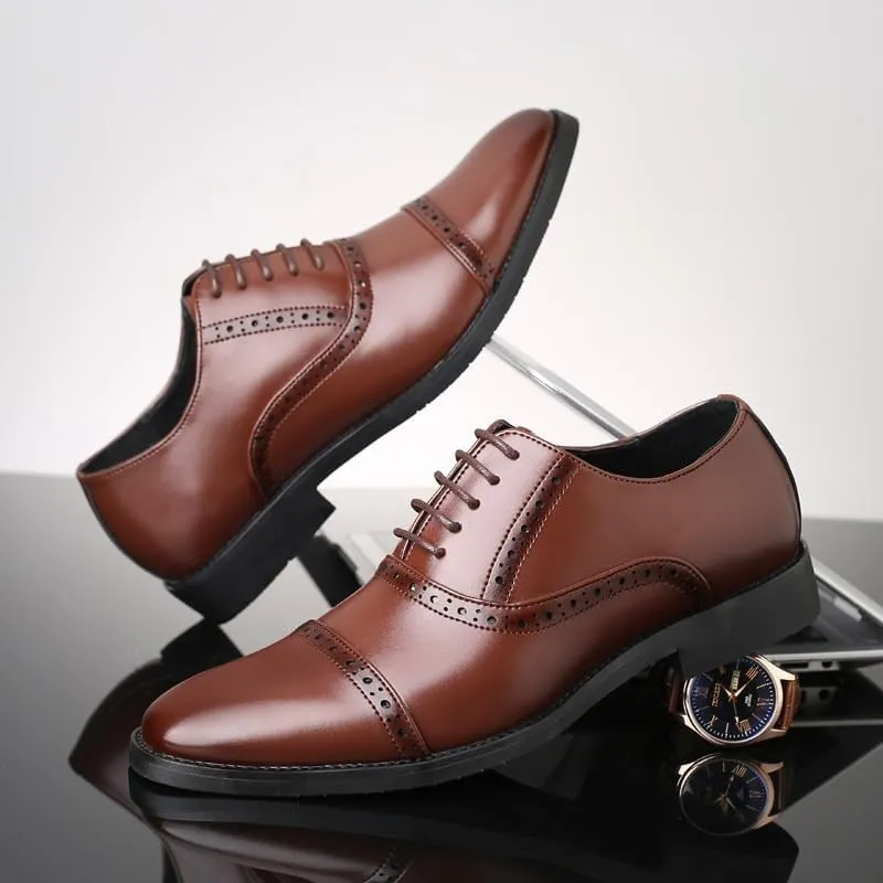 Men's Retro Comfortable Business Oxford Shoes Mens Lace Up Wing Tip Dress Shoe Classic Pointed Toe Dress Loafers Brogue Business Shoes