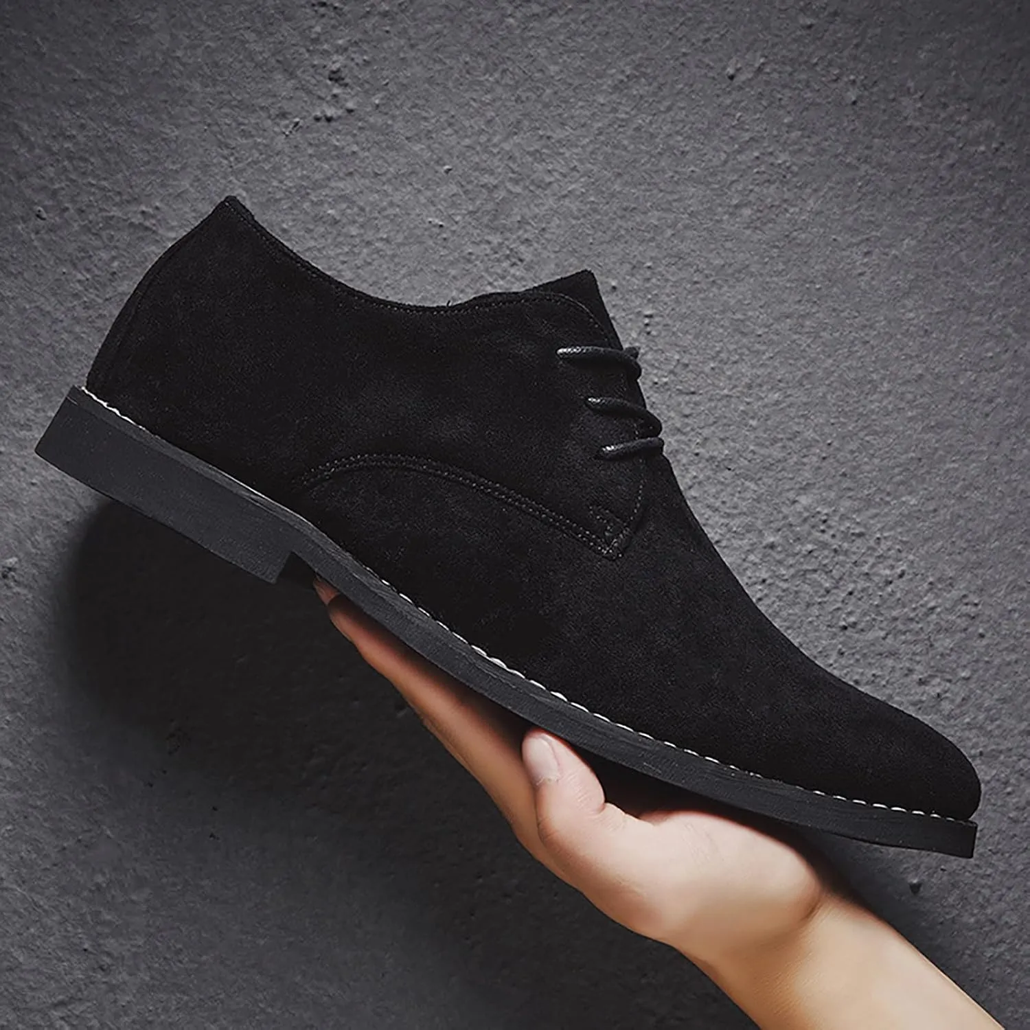 Men's Suede Pointed Toe Casual Business Oxford Shoes Classic Modern Lace-Up Derby Brogue Dress Shoes for Work Wedding Party Prom