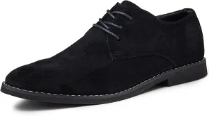 Men's Suede Pointed Toe Casual Business Oxford Shoes Classic Modern Lace-Up Derby Brogue Dress Shoes for Work Wedding Party Prom