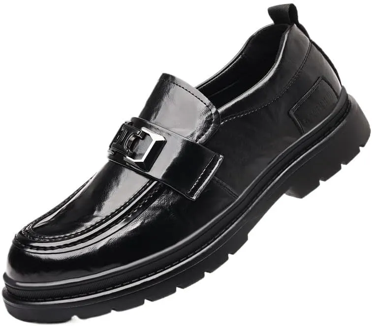 Men's Tuxedo Shoes Metal Shoelace Platform Slip-On Derby Wedding Formal Oxfords