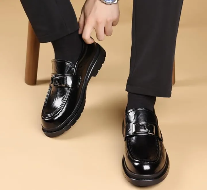 Men's Tuxedo Shoes Metal Shoelace Platform Slip-On Derby Wedding Formal Oxfords
