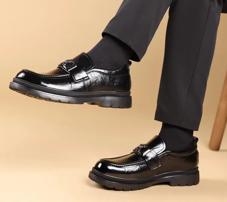 Men's Tuxedo Shoes Metal Shoelace Platform Slip-On Derby Wedding Formal Oxfords