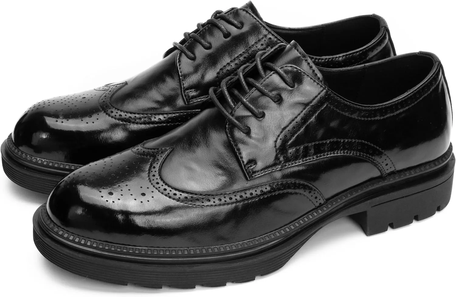 Men’s Wingtip Brogue Dress Shoes – Genuine Leather Oxford Shoes for Men with Classic Perforated Detailing, Cushioned Insole & Non-Slip Rubber Sole – Formal Business Derby Style