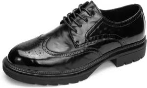 Men’s Wingtip Brogue Dress Shoes – Genuine Leather Oxford Shoes for Men with Classic Perforated Detailing, Cushioned Insole & Non-Slip Rubber Sole – Formal Business Derby Style
