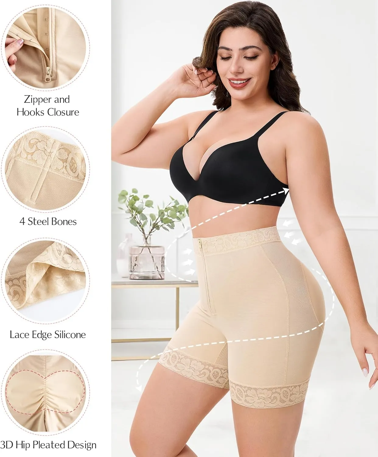 MERYOSZ Tummy Control Panties Butt Lifting Shapewear Shorts for Women Zipper Body Shaper Shorts Thigh Slimmer Underwear