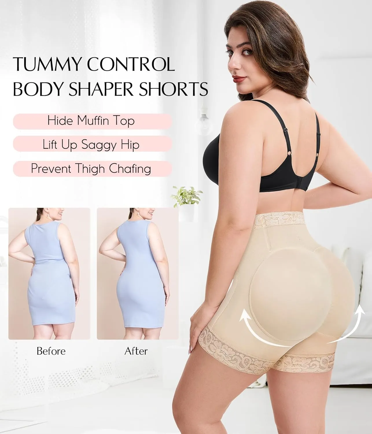 MERYOSZ Tummy Control Panties Butt Lifting Shapewear Shorts for Women Zipper Body Shaper Shorts Thigh Slimmer Underwear