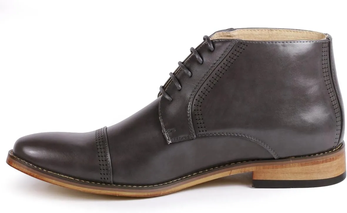 Metrocharm MC115 Men's Lace Up Cap Toe Dress Ankle Chukka Oxford Boot