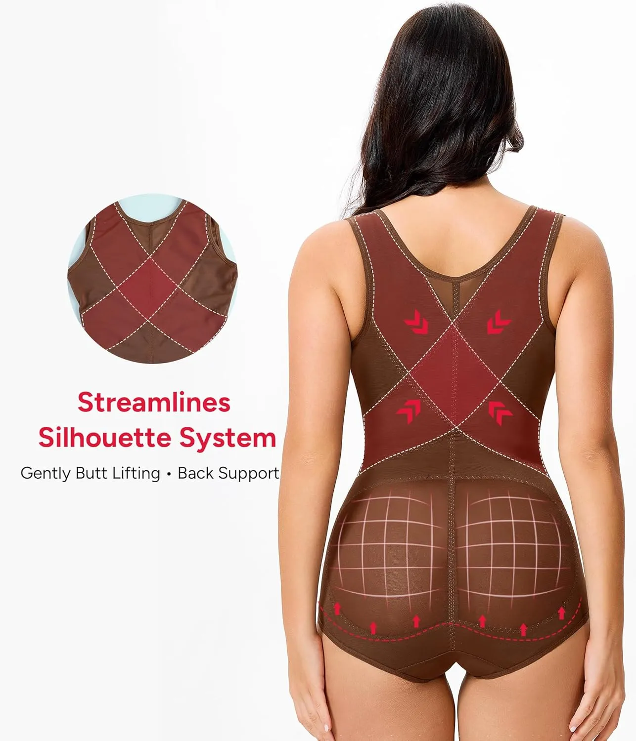 Nebility Shapewear for Women Tummy Control Bodysuit Faja Body Shaper Waist Trainer Snatched Corset Body Suit