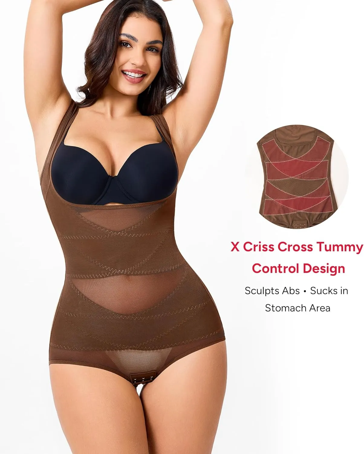 Nebility Shapewear for Women Tummy Control Bodysuit Faja Body Shaper Waist Trainer Snatched Corset Body Suit