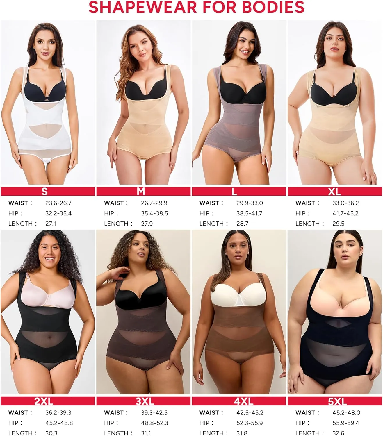 Nebility Shapewear for Women Tummy Control Bodysuit Faja Body Shaper Waist Trainer Snatched Corset Body Suit