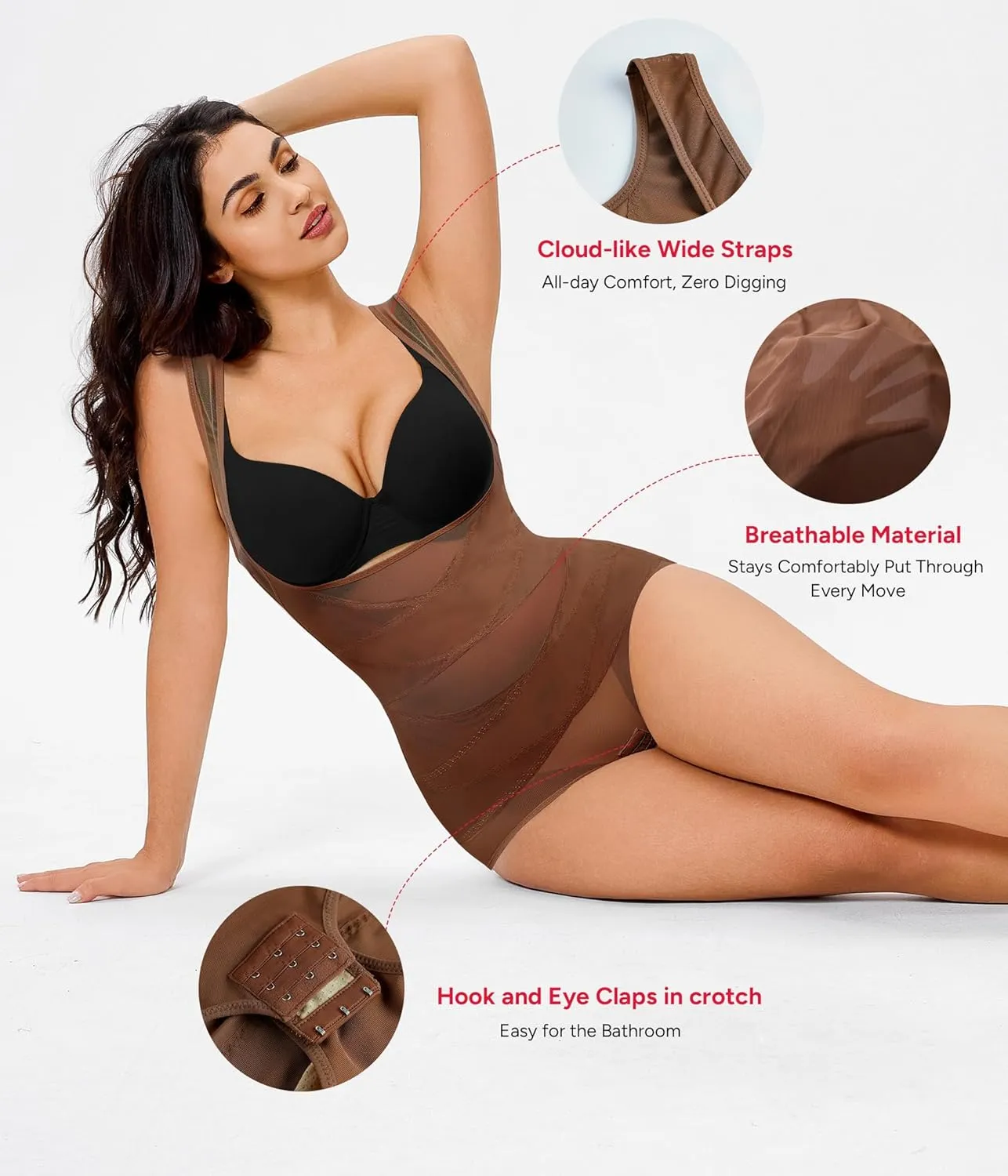 Nebility Shapewear for Women Tummy Control Bodysuit Faja Body Shaper Waist Trainer Snatched Corset Body Suit