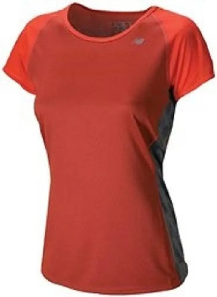 New Balance Women's NBx Burnout Short Sleeve, Cherry Tomato, Medium