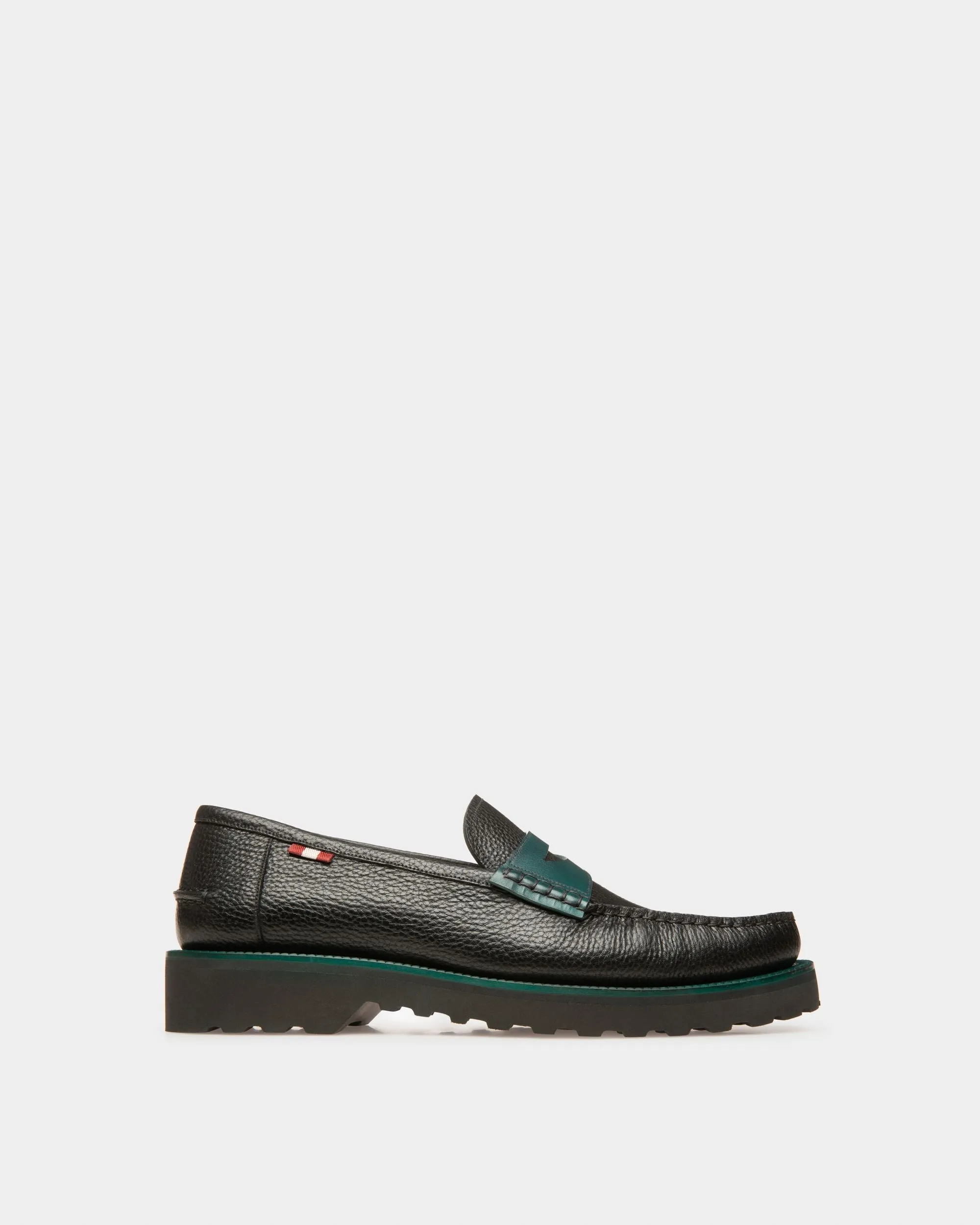 Noah Leather Loafers In Black & Green