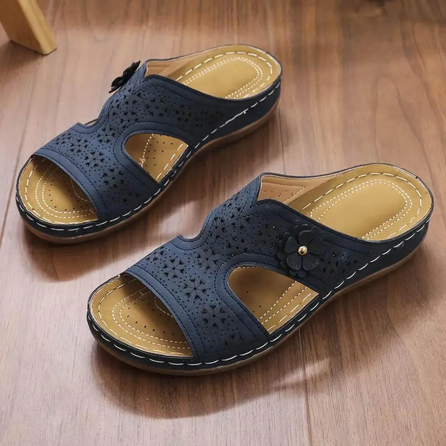 Orthopedic Sandals for Women: Slip On Dressy Summer Comfortable Wedge Sandals Lightweight Walking Sandals with Arch Support