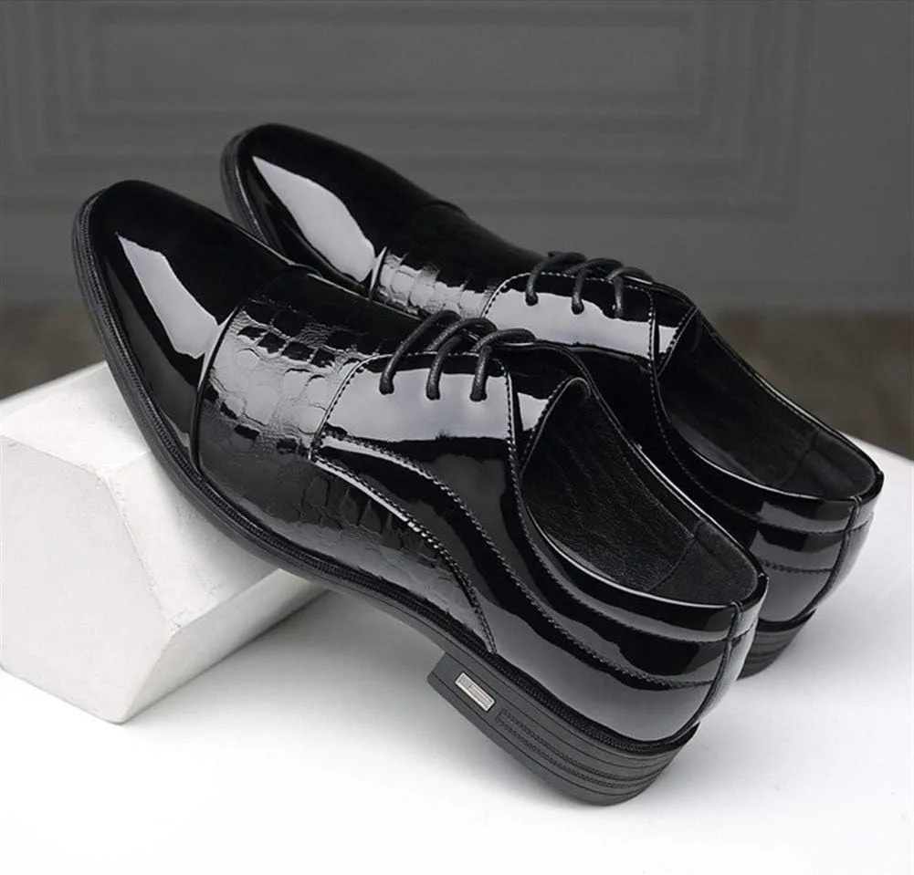 Oxford Dress Shoes for Men Lace Up Crocodile Embossed Cap Toe Shoes Vegan Leather Non Slip Resistant Anti-Slip Low Top Party Suitable for Many Occasions