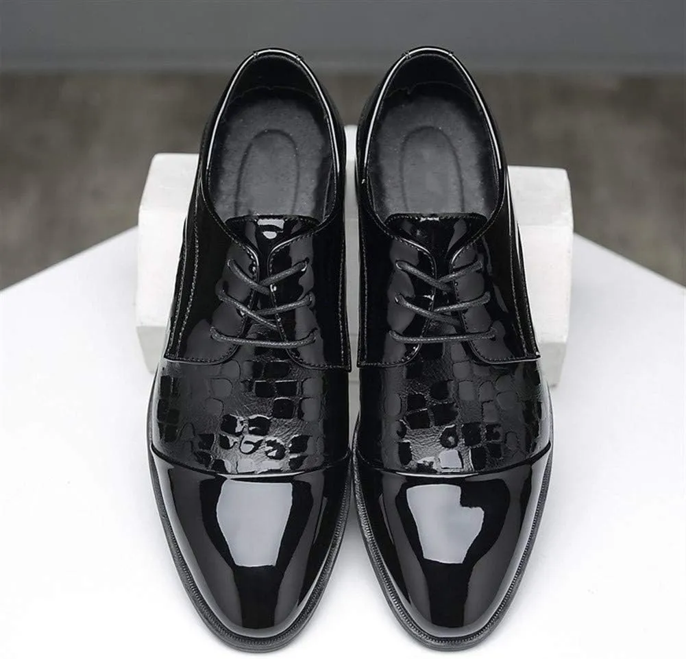 Oxford Dress Shoes for Men Lace Up Crocodile Embossed Cap Toe Shoes Vegan Leather Non Slip Resistant Anti-Slip Low Top Party Suitable for Many Occasions