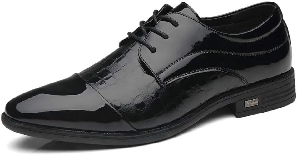 Oxford Dress Shoes for Men Lace Up Crocodile Embossed Cap Toe Shoes Vegan Leather Non Slip Resistant Anti-Slip Low Top Party Suitable for Many Occasions