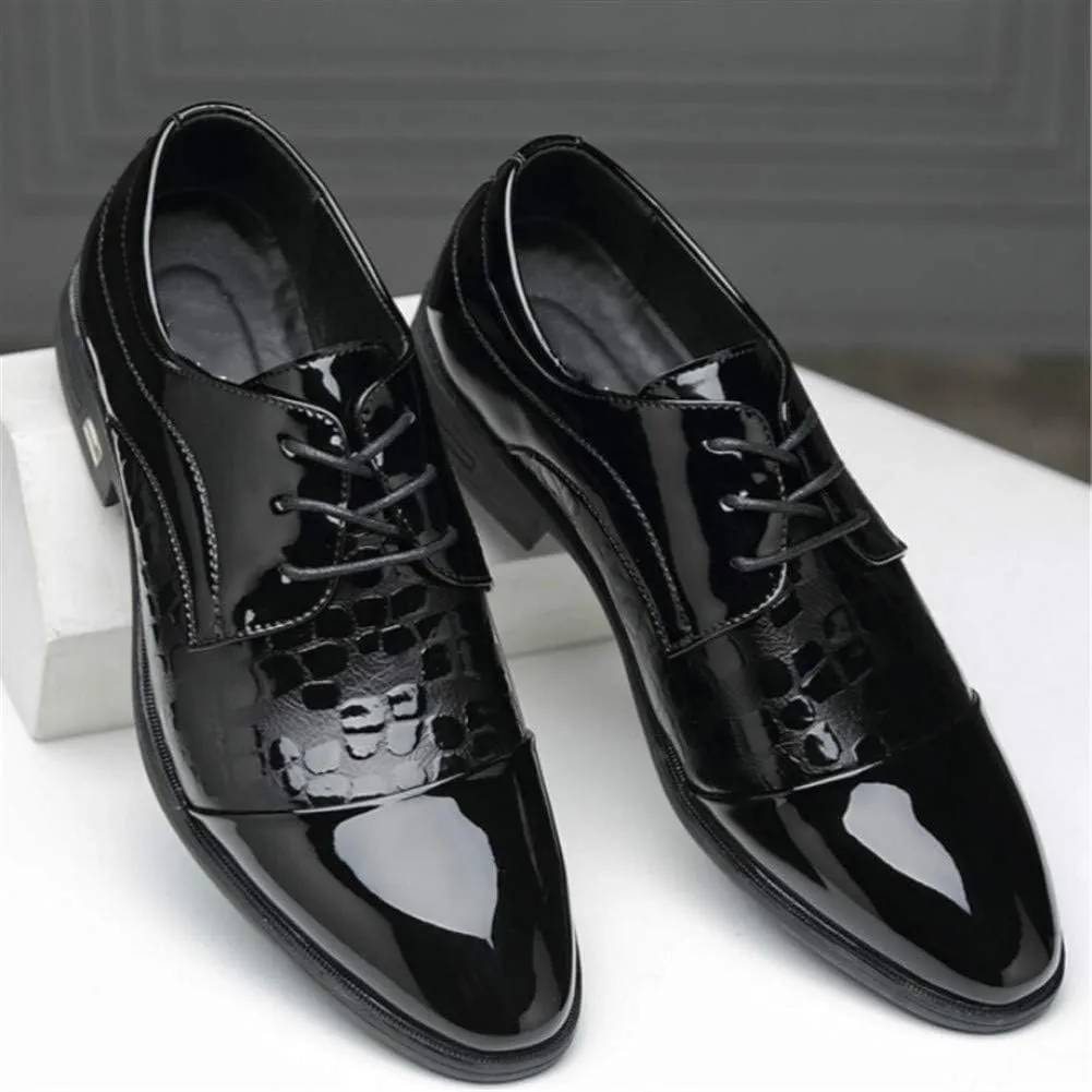 Oxford Dress Shoes for Men Lace Up Crocodile Embossed Cap Toe Shoes Vegan Leather Non Slip Resistant Anti-Slip Low Top Party Suitable for Many Occasions