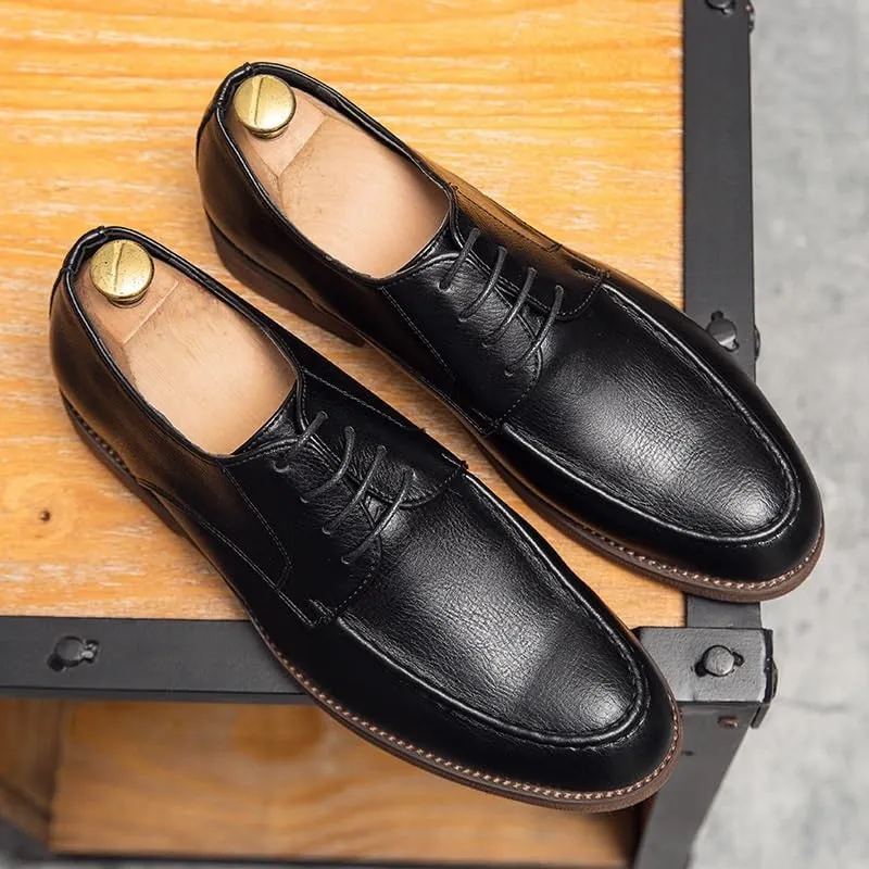 Oxford Dress Shoes for Men's Fashion Lace Up Evening Round Toe Luxury Leather Non Slip Rubber Sole Slip Resistant Anti-Slip Tuxedo