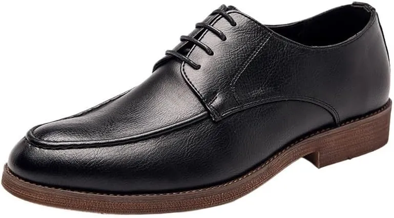 Oxford Dress Shoes for Men's Fashion Lace Up Evening Round Toe Luxury Leather Non Slip Rubber Sole Slip Resistant Anti-Slip Tuxedo