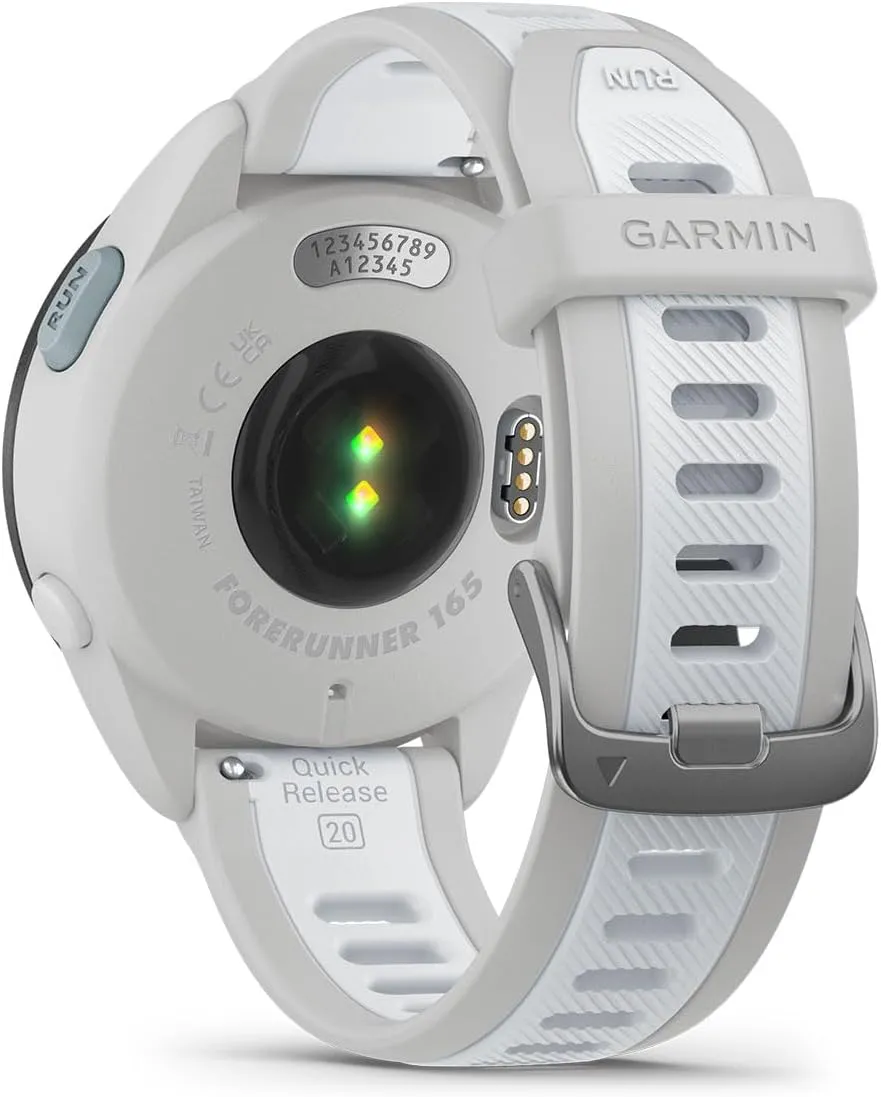 PlayBetter Garmin Forerunner 165 (Mist Gray/Whitestone) Running GPS Smartwatch Gift Box Bundle - AMOLED Touchscreen, 11-Day Battery, Training - Includes HD Screen Protectors, Wall Adapter & Case