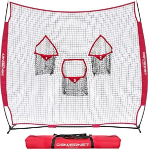 PowerNet Football Passing Net, Portable Target Pocket Throwing Trainer, Improve QB Accuracy, Kicking Practice Tool or Lacrosse Net Trainer (8' x 8')