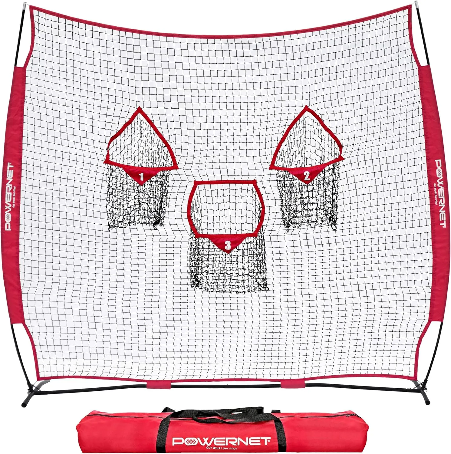 PowerNet Football Passing Net, Portable Target Pocket Throwing Trainer, Improve QB Accuracy, Kicking Practice Tool or Lacrosse Net Trainer (8' x 8')