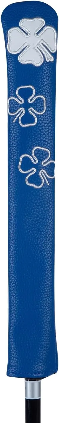 PU Leather Golf Alignment Stick Cover Headcover Lucky Clover Pattern Training Aid Case Golf Indicator Rod Holder Club Protector with Liner Velvet for Aiming Exercise