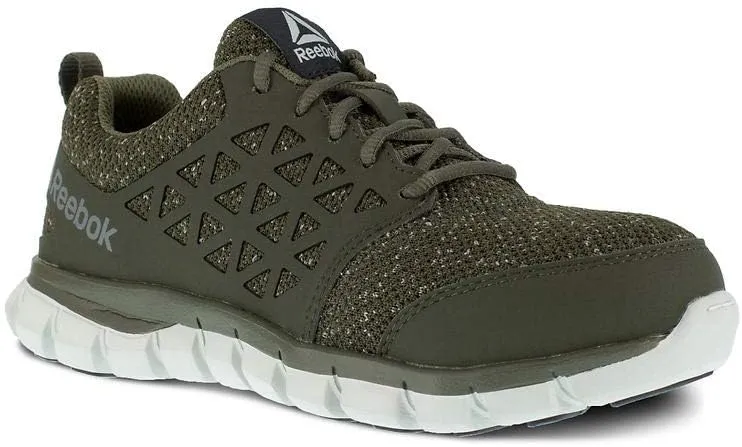 Reebok Work Women's RB044 Sublite Cushion Athletic Work Shoe Blue and Grey Alloy Toe Safety