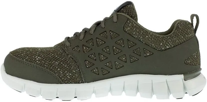 Reebok Work Women's RB044 Sublite Cushion Athletic Work Shoe Blue and Grey Alloy Toe Safety