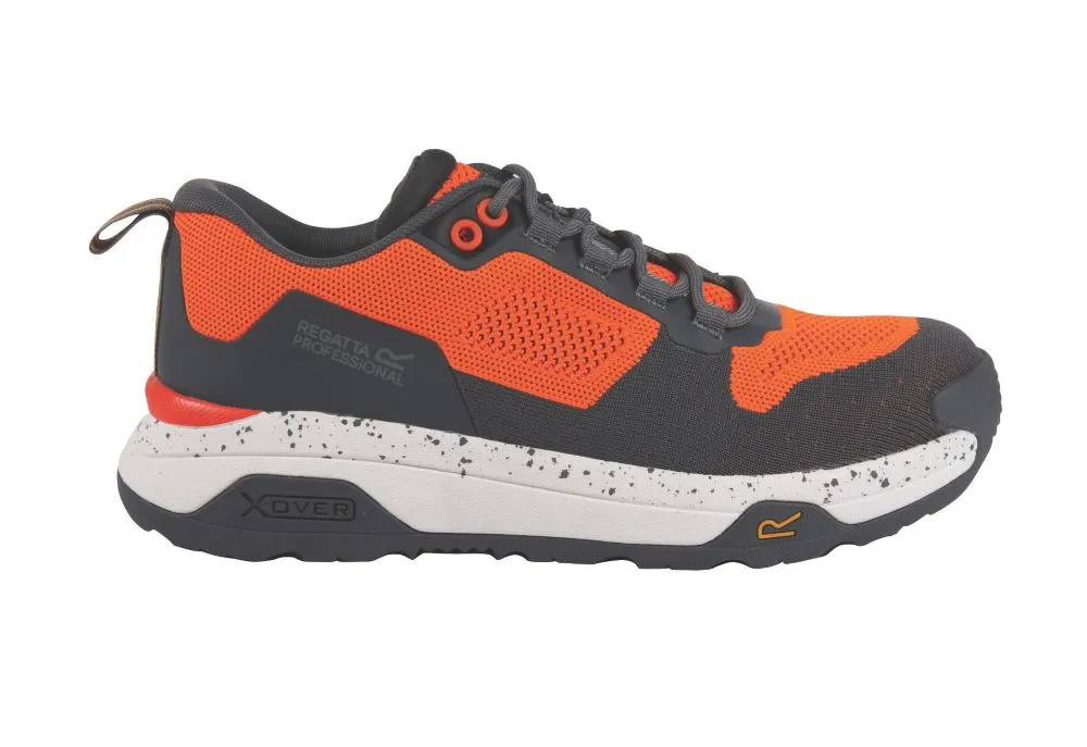 Regatta Crossfort S1 Safety Trainer Metal Free   Safety Boots Flame Orange/Gun Metal Size 12