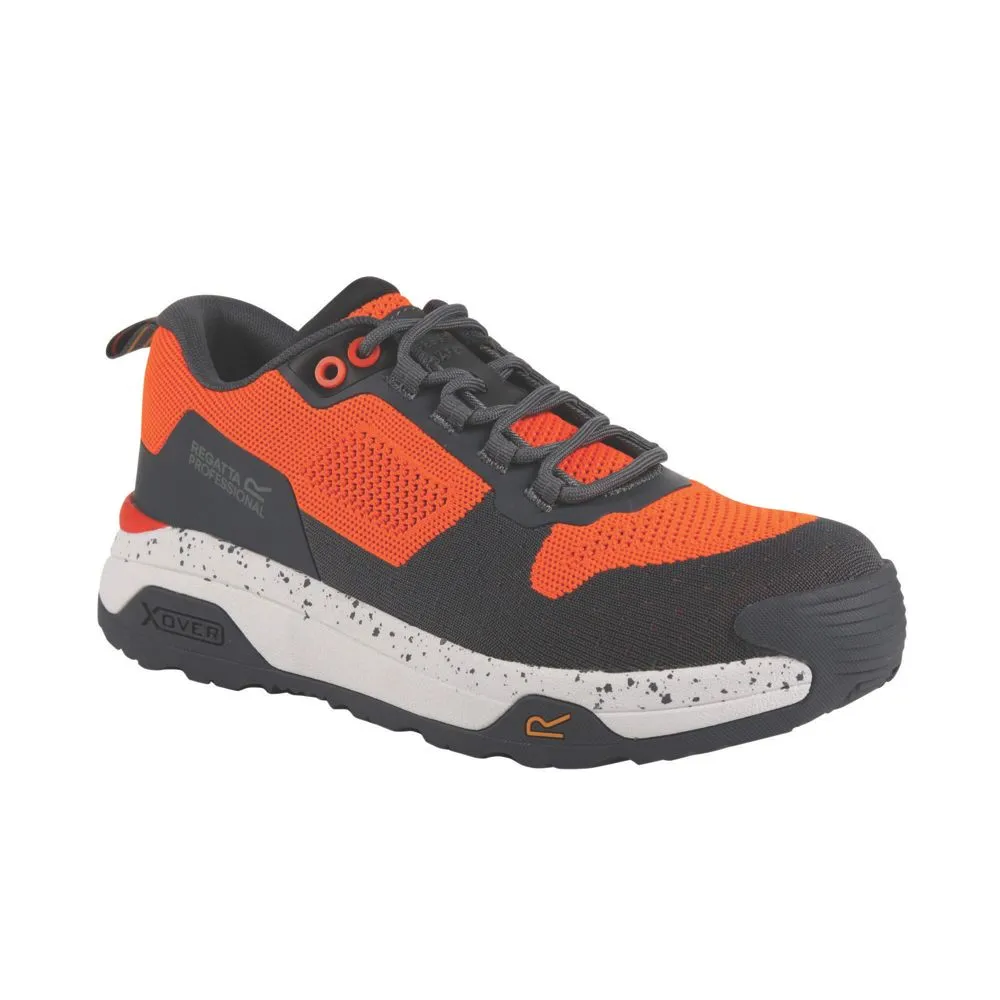 Regatta Crossfort S1 Safety Trainer Metal Free   Safety Boots Flame Orange/Gun Metal Size 12