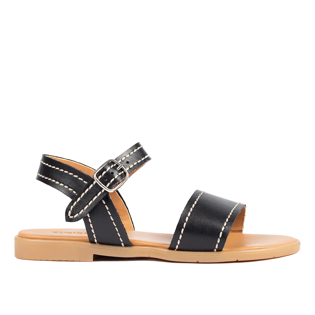 Sandal with decorative contrast stitching