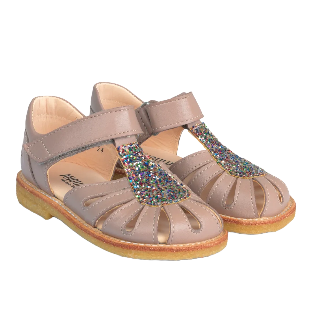 Sandal with drop detail in sparkling glitter