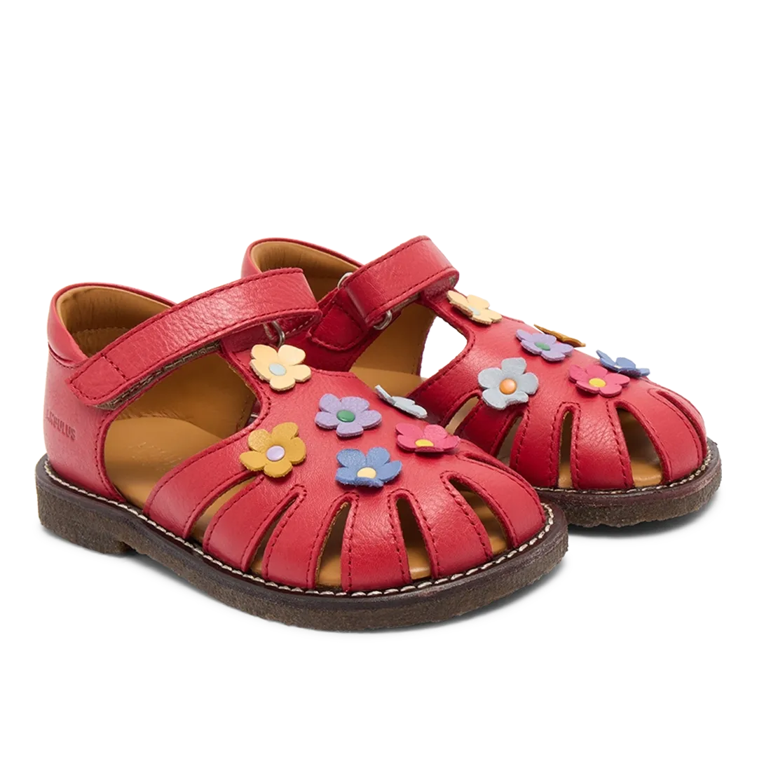 Sandal with floral applications