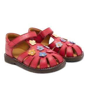 Sandal with floral applications